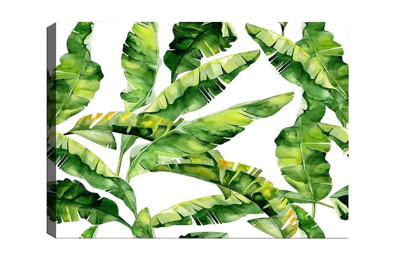 Lærredsbillede - Frodigt løv med tropiske planter, Mørkegrøn / Lysegrøn / Gulgrøn