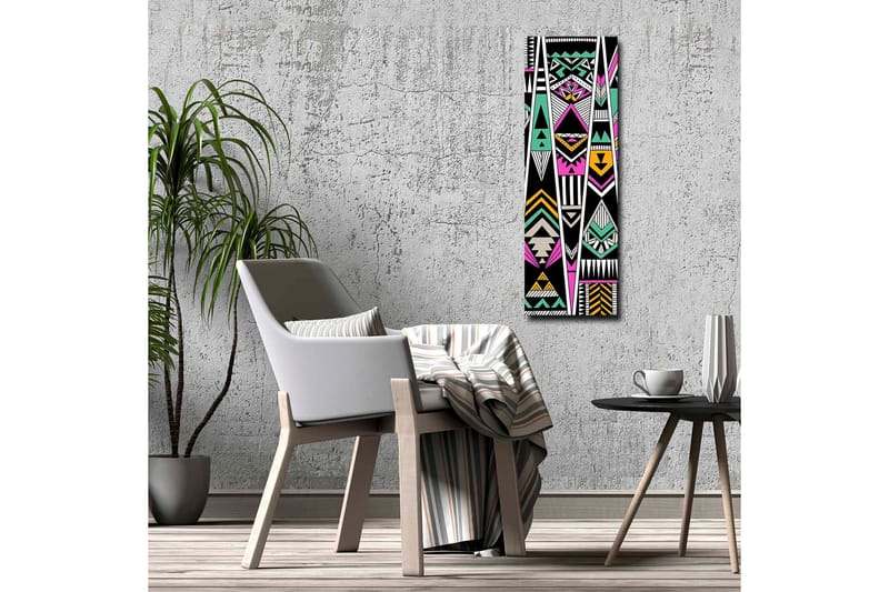 Lærredsbillede - Geometrisk komposition med farverige mønstre - Sort / Turkis / Lyserød - Boligtilbehør - Billeder & kunst - Billeder på lærred