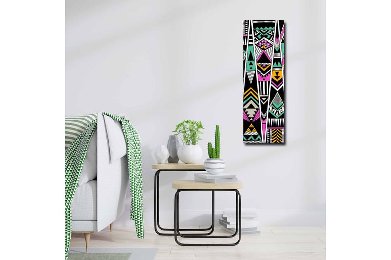 Lærredsbillede - Geometrisk komposition med farverige mønstre - Sort / Turkis / Lyserød - Boligtilbehør - Billeder & kunst - Billeder på lærred