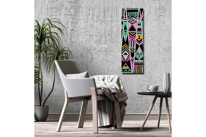 Lærredsbillede - Geometrisk komposition med farverige mønstre - Sort / Turkis / Lyserød - Boligtilbehør - Billeder & kunst - Billeder på lærred