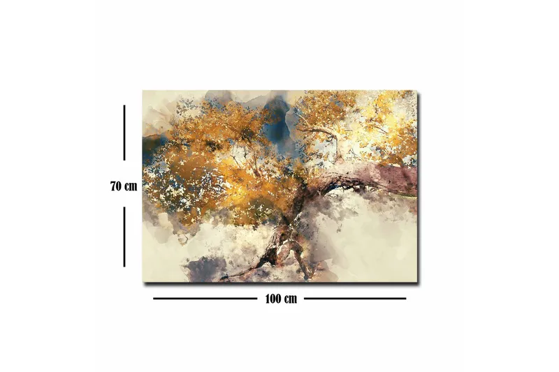 Lærredsbillede - Gyldne trægrene mod en blød baggrund - Guld / Brun / Blå - Boligtilbehør - Billeder & kunst - Billeder på lærred