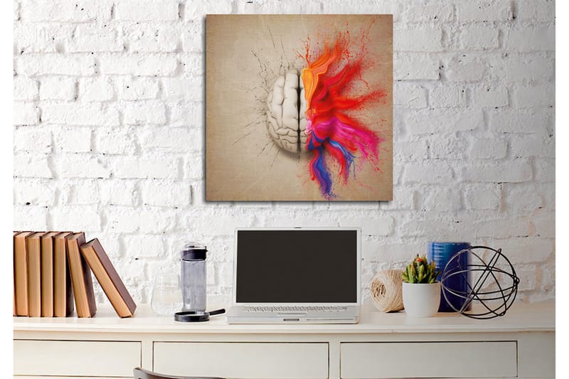 Lærredsbillede - Hjernen sprængfyldt med farverige eksplosioner af kreativitet - Rød / Orange / Pink - Boligtilbehør - Billeder & kunst - Billeder på lærred