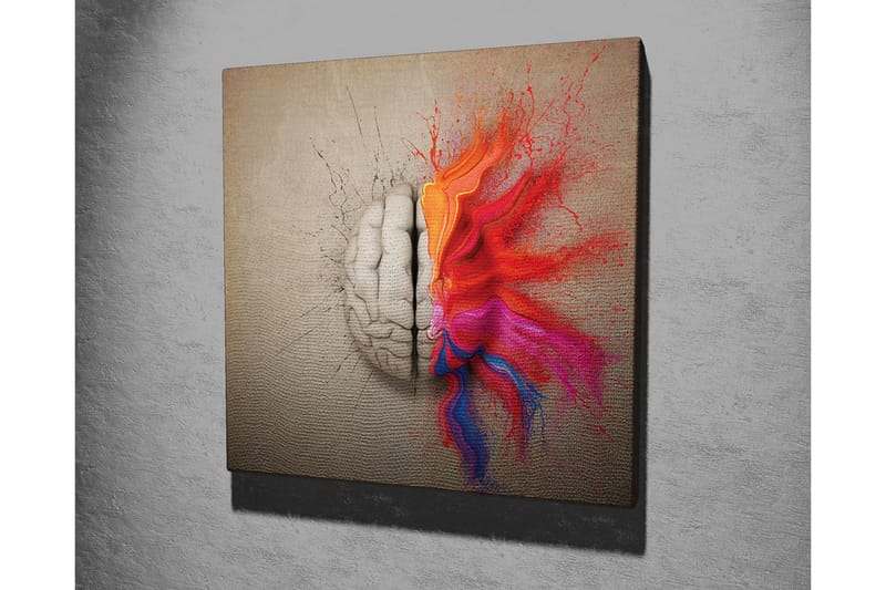 Lærredsbillede - Hjernen sprængfyldt med farverige eksplosioner af kreativitet - Rød / Orange / Pink - Boligtilbehør - Billeder & kunst - Billeder på lærred