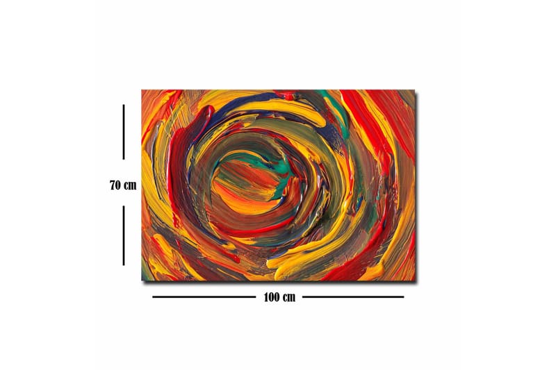 Lærredsbillede - Hvirvlende farver i en dynamisk spiralform - Rød / Gul / Grøn - Boligtilbehør - Billeder & kunst - Billeder på lærred