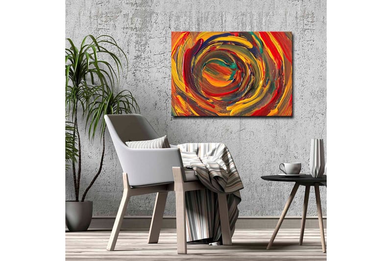 Lærredsbillede - Hvirvlende farver i en dynamisk spiralform - Rød / Gul / Grøn - Boligtilbehør - Billeder & kunst - Billeder på lærred