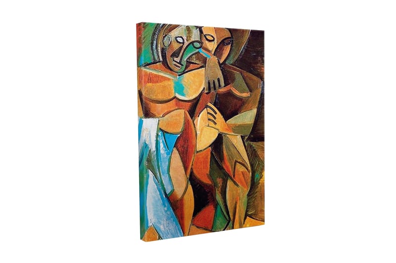 Lærredsbillede - Intimt par i en omfavnende gestus, Brun / Grøn / Blå