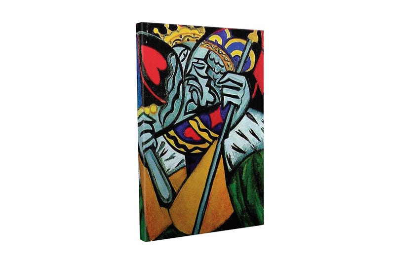 Lærredsbillede - Kongelig figur med et trist udtryk og detaljeret krone - Grøn / Rød / Blå - Boligtilbehør - Billeder & kunst - Billeder på lærred