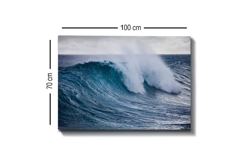 Lærredsbillede - Kraftig bølge der bryder mod overfladen - Turkis / Mørkeblå / Hvid - Boligtilbehør - Billeder & kunst - Billeder på lærred