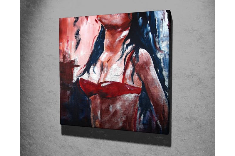 Lærredsbillede - Kvindefigur i rød bikini med mørkt hår - Rød / Sort / Hudtone - Boligtilbehør - Billeder & kunst - Billeder på lærred