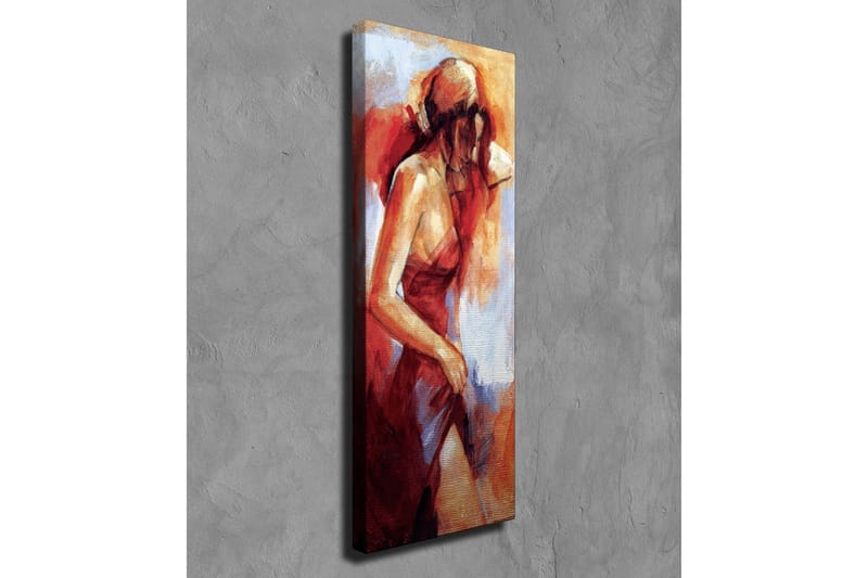 Lærredsbillede - Kvindefigur i rød kjole med bløde penselstrøg - Rød / Beige / Hvid - Boligtilbehør - Billeder & kunst - Billeder på lærred