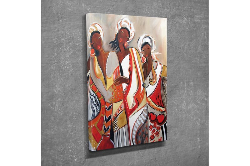 Lærredsbillede - Kvinder i farverigt traditionelt tøj - Rød / Beige / Sort - Boligtilbehør - Billeder & kunst - Billeder på lærred