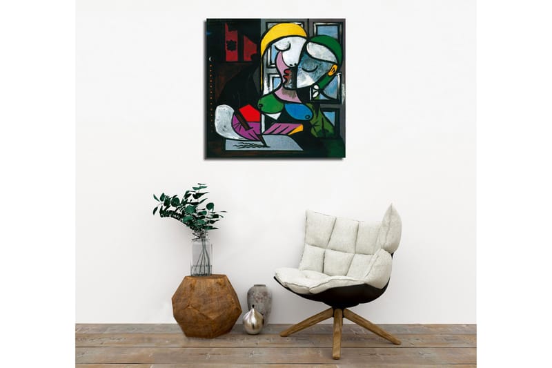 Lærredsbillede - Kyssende par i abstrakt stil - Grøn / Gul / Lilla - Boligtilbehør - Billeder & kunst - Billeder på lærred