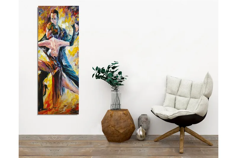 Lærredsbillede - Lidenskabelig tango mellem to dansere - Rød / Gul / Sort - Boligtilbehør - Billeder & kunst - Billeder på lærred