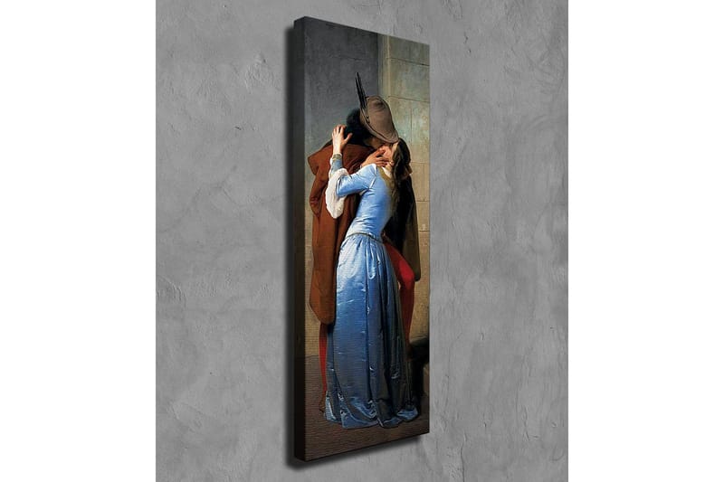 Lærredsbillede - Lidenskabeligt møde mellem to elskere - Blå / Brun / Rød - Boligtilbehør - Billeder & kunst - Billeder på lærred