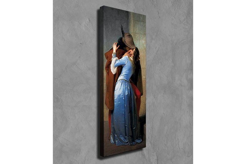 Lærredsbillede - Lidenskabeligt møde mellem to elskere - Blå / Brun / Rød - Boligtilbehør - Billeder & kunst - Billeder på lærred