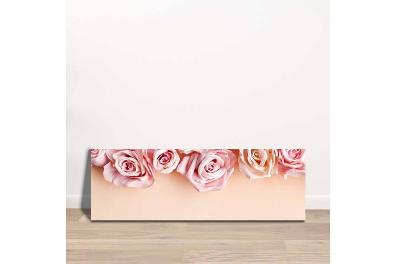 Lærredsbillede - Lyserøde roser i bløde nuancer mod en lys baggrund - Lys pink / Mørk pink / Beige - Boligtilbehør - Billeder & kunst - Billeder på lærred