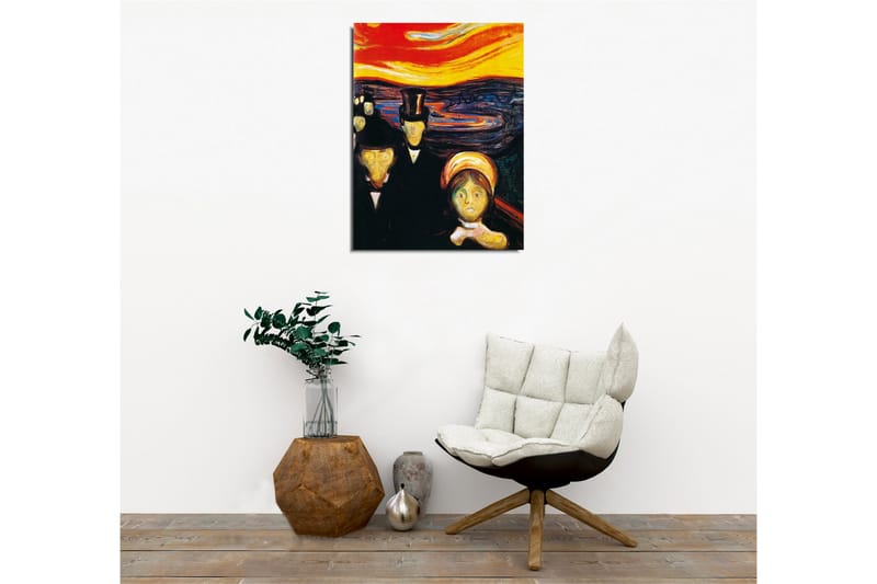 Lærredsbillede - Mørk silhuet af mennesker med en intenst farvet himmel i baggrunden - Rød / Sort / Gul - Boligtilbehør - Billeder & kunst - Billeder på lærred