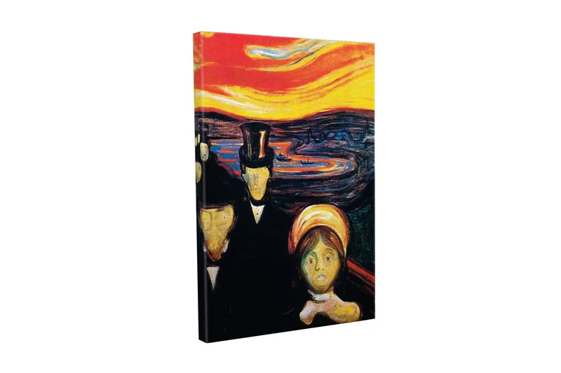 Lærredsbillede - Mørk silhuet af mennesker med en intenst farvet himmel i baggrunden, Rød / Sort / Gul