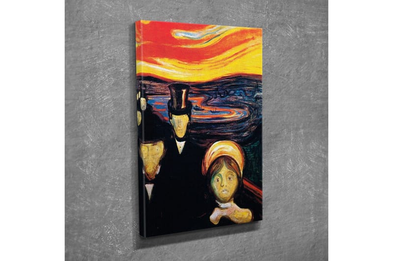 Lærredsbillede - Mørk silhuet af mennesker med en intenst farvet himmel i baggrunden - Rød / Sort / Gul - Boligtilbehør - Billeder & kunst - Billeder på lærred