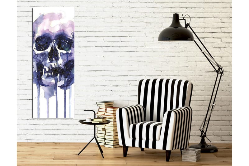 Lærredsbillede - Mørkt og mystisk kranium med stjernelignende detaljer - Lilla / Mørkeblå / Hvid - Boligtilbehør - Billeder & kunst - Billeder på lærred