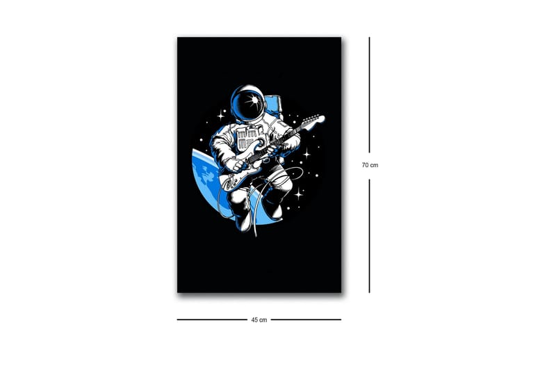 Lærredsbillede med LED-belysning - Astronaut spiller guitar i rummet - Sort / Blå / Hvid - Boligtilbehør - Billeder & kunst - Billeder på lærred