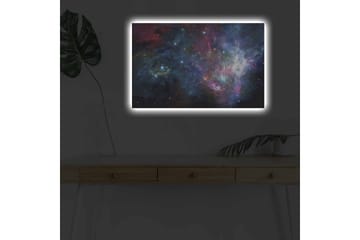 Lærredsbillede med LED-belysning - Farverig galakse med stjerner og tåger - Blå / Lilla / Rød - Boligtilbehør - Billeder & kunst - Billeder på lærred