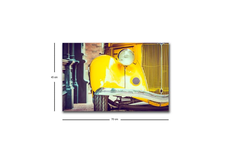 Lærredsbillede med LED-belysning - Klassisk gul bil med retrodesign - Gul / Sort / Grå - Boligtilbehør - Billeder & kunst - Billeder på lærred