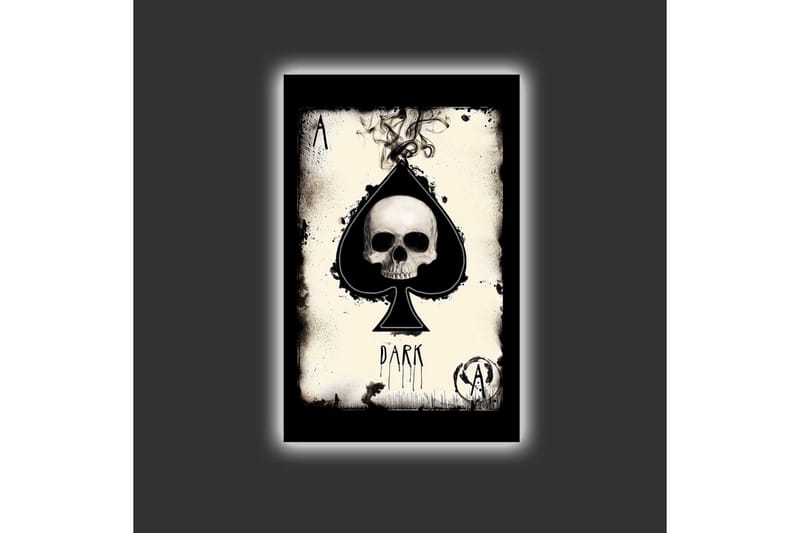 Lærredsbillede med LED-belysning - Kranie i spadeform med mørke elementer - Sort / Hvid / Grå - Boligtilbehør - Billeder & kunst - Billeder på lærred