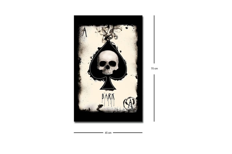 Lærredsbillede med LED-belysning - Kranie i spadeform med mørke elementer - Sort / Hvid / Grå - Boligtilbehør - Billeder & kunst - Billeder på lærred