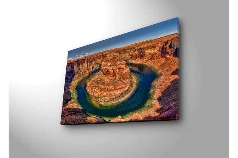 Lærredsbillede med LED-belysning - Smuk udsigt over en snoet flod omgivet af dramatiske klipper - Rød / Grøn / Blå - Boligtilbehør - Billeder & kunst - Billeder på lærred