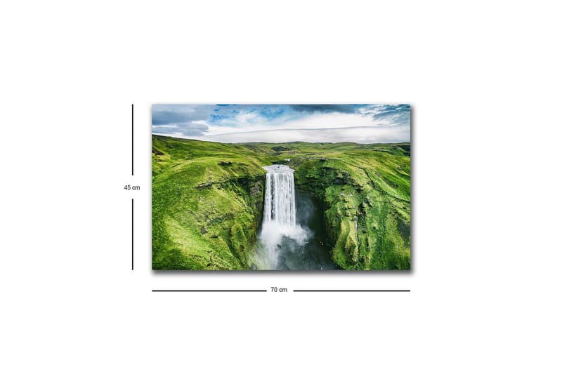 Lærredsbillede med LED-belysning - Smukt vandfald i en frodig dal - Grøn / Hvid / Blå - Boligtilbehør - Billeder & kunst - Billeder på lærred