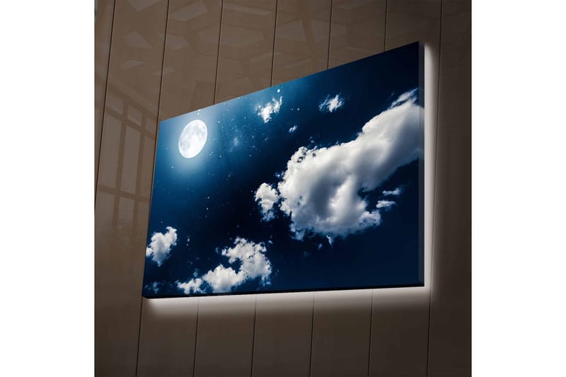 Lærredsbillede med LED-belysning - Statsligt lyserødt træ i en farverig eng - nan - Boligtilbehør - Billeder & kunst - Billeder på lærred