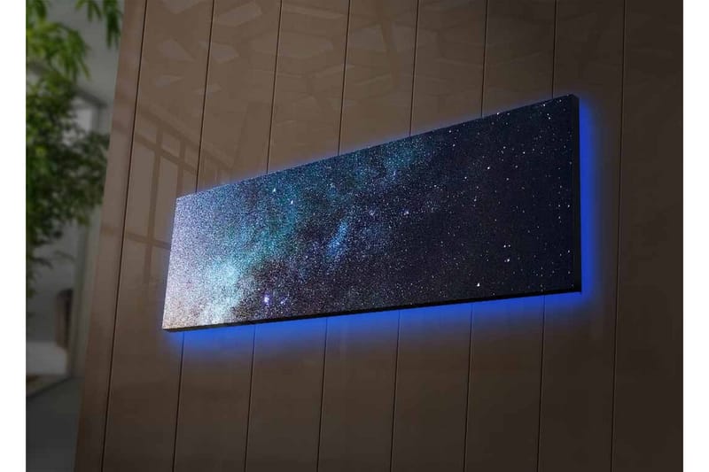 Lærredsbillede med LED-belysning - Stjernehimmel med galakser og stjerner - Mørkeblå / Sort / Lyseblå - Boligtilbehør - Billeder & kunst - Billeder på lærred