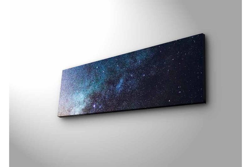 Lærredsbillede med LED-belysning - Stjernehimmel med galakser og stjerner - Mørkeblå / Sort / Lyseblå - Boligtilbehør - Billeder & kunst - Billeder på lærred
