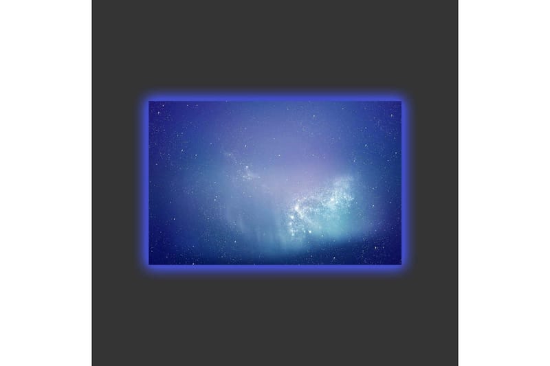 Lærredsbillede med LED-belysning - Stjerneklar galakse i dybblå og lilla - Dybblå / Lilla / Turkis - Boligtilbehør - Billeder & kunst - Billeder på lærred