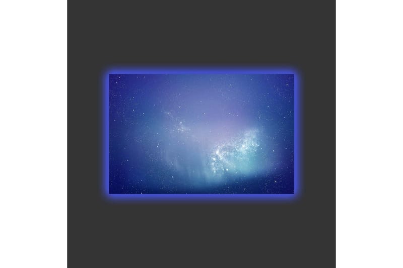 Lærredsbillede med LED-belysning - Stjerneklar galakse i dybblå og lilla - Dybblå / Lilla / Turkis - Boligtilbehør - Billeder & kunst - Billeder på lærred