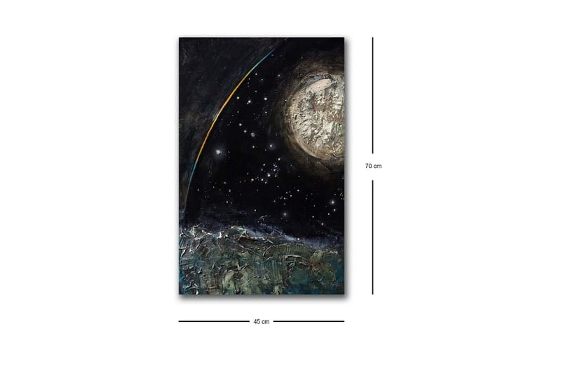 Lærredsbillede med LED-belysning - Storslået rumscene med en planet og stjerner - Mørkeblå / Grøn / Hvid - Boligtilbehør - Billeder & kunst - Billeder på lærred