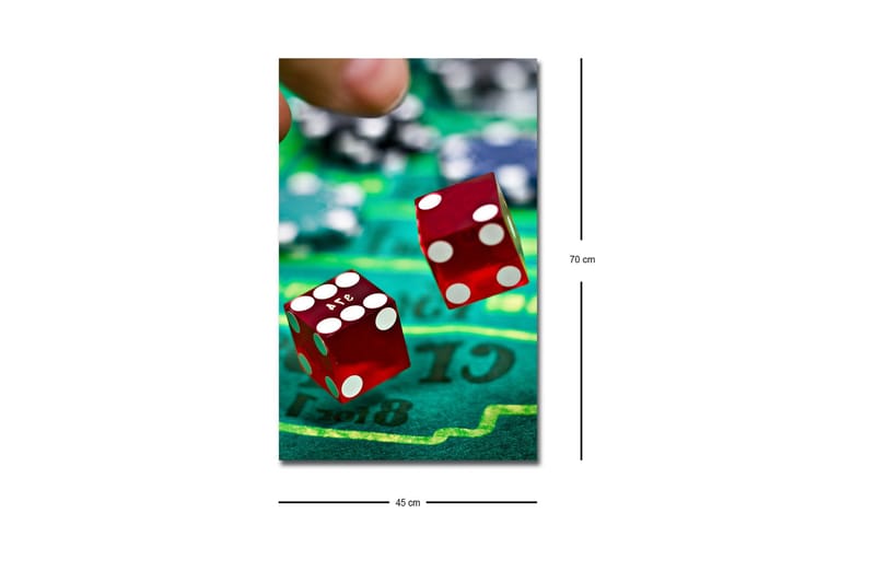 Lærredsbillede med LED-belysning - Terninger kastet på en grøn spillebane - Rød / Grøn / Sort - Boligtilbehør - Billeder & kunst - Billeder på lærred