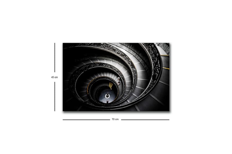 Lærredsbillede med LED-belysning - Vindeltrappe med elegante detaljer - Sort / Grå / Gul - Boligtilbehør - Billeder & kunst - Billeder på lærred