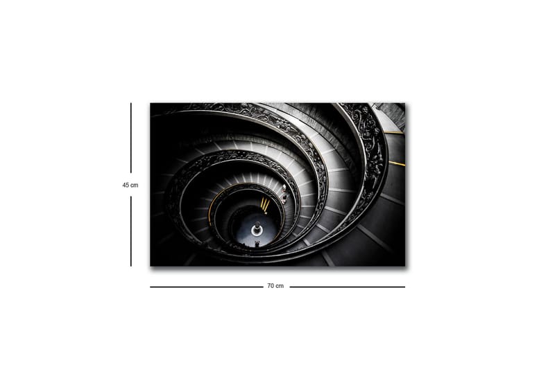 Lærredsbillede med LED-belysning - Vindeltrappe med elegante detaljer - Sort / Grå / Gul - Boligtilbehør - Billeder & kunst - Billeder på lærred