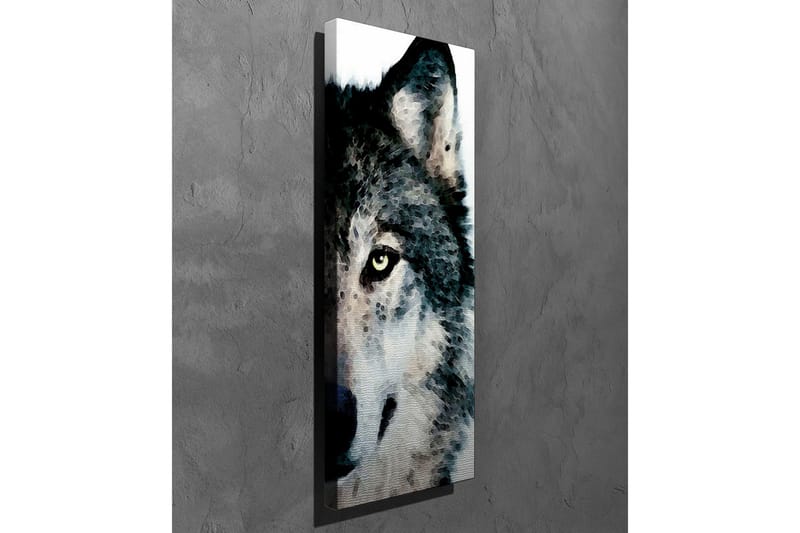 Lærredsbillede - Nærbillede af en ulves ansigt med intense øjne - Grå / Sort / Hvid - Boligtilbehør - Billeder & kunst - Billeder på lærred