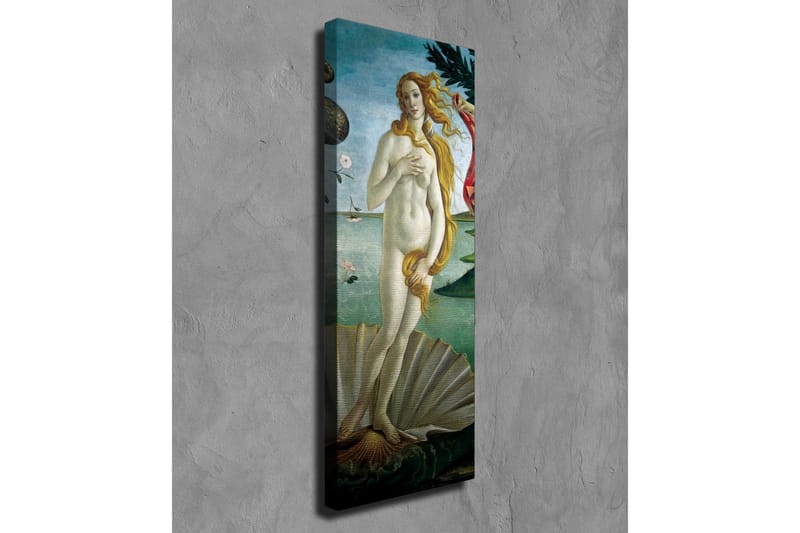 Lærredsbillede - Nøgen kvinde stående på en muslingeskal ved havet - Lyseblå / Hudfarvet / Grøn - Boligtilbehør - Billeder & kunst - Billeder på lærred