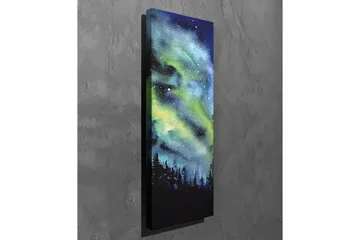 Lærredsbillede - Nordlys over en mørk skov - Mørkeblå / Grøn / Sort - Boligtilbehør - Billeder & kunst - Billeder på lærred