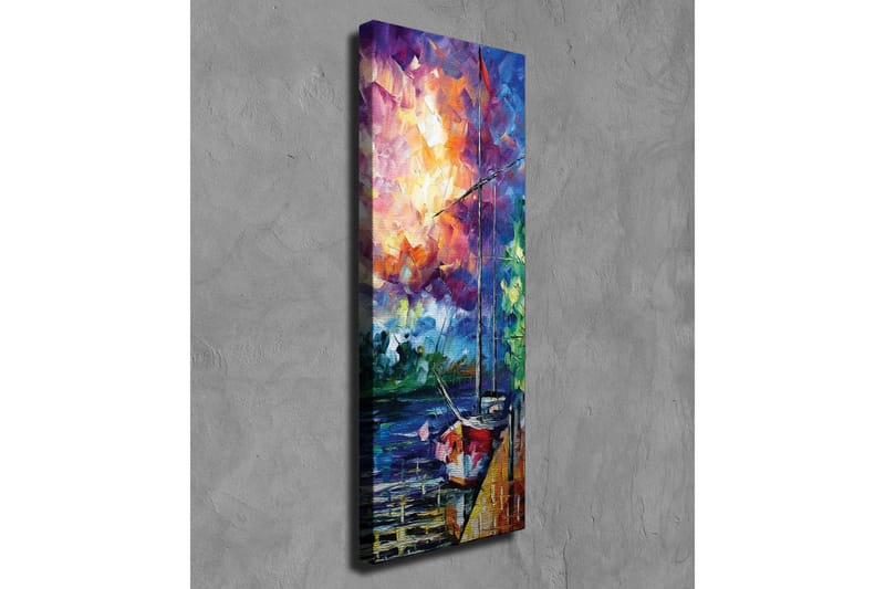 Lærredsbillede - Sejlbåd ved en farverig solnedgang - Lilla / Orange / Blå - Boligtilbehør - Billeder & kunst - Billeder på lærred