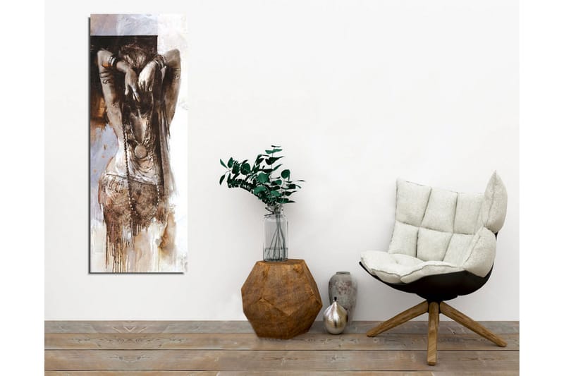 Lærredsbillede - Sensuel kvinde med opsat hår i en abstrakt komposition - Brun / Beige / Hvid - Boligtilbehør - Billeder & kunst - Billeder på lærred