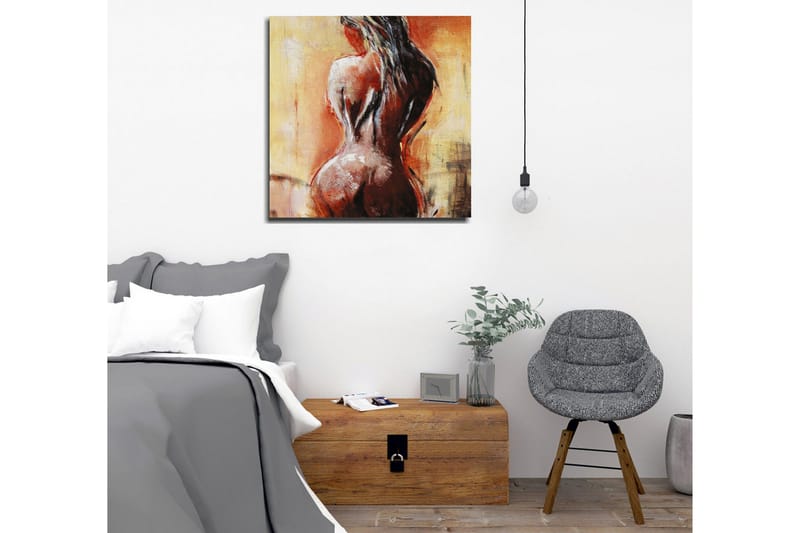 Lærredsbillede - Sensuel nøgen figur med fokus på ryggen - Terrakotta / Beige / Sort - Boligtilbehør - Billeder & kunst - Billeder på lærred