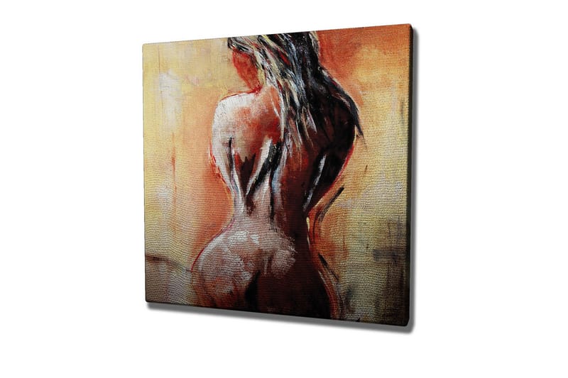 Lærredsbillede - Sensuel nøgen figur med fokus på ryggen, Terrakotta / Beige / Sort
