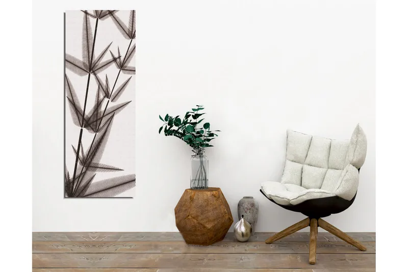 Lærredsbillede - Silhuet af bambusskud i sort-hvid - Sort / Grå / Hvid - Boligtilbehør - Billeder & kunst - Billeder på lærred