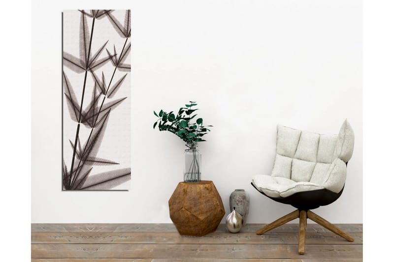 Lærredsbillede - Silhuet af bambusskud i sort-hvid - Sort / Grå / Hvid - Boligtilbehør - Billeder & kunst - Billeder på lærred