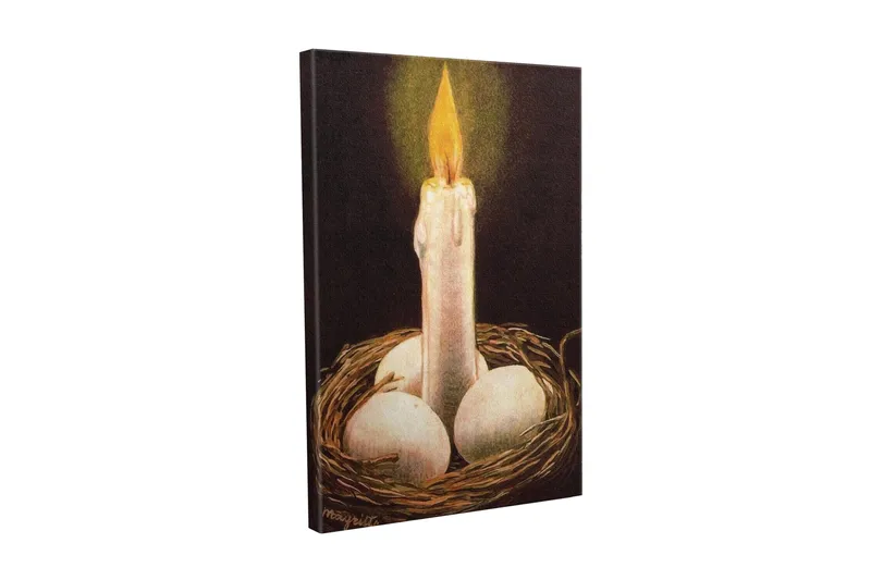 Lærredsbillede - Skinnende lys i en rede med æg, Hvid / Brun / Gul